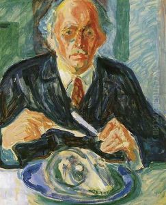 Self-Portrait with Cod's Head by Edvard Munch