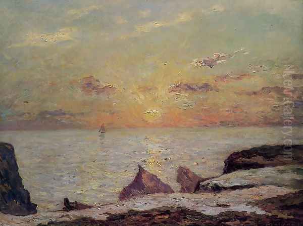On the Cliffs of Belle Isle on Mer, Sunset - view 1