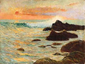 Les recifs (Cote de Bretagne), effet de soleil couchant by Maxime Maufra