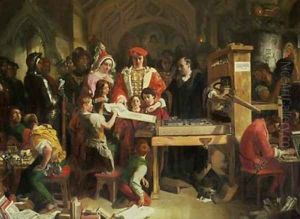 Caxtons Printing Press 1851 by Daniel Maclise