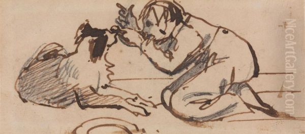 A child playing with a dog - view 1
