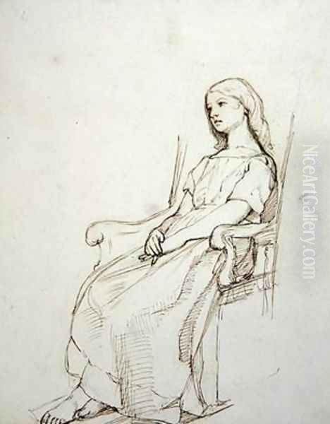 Study of a young girl seated - view 1