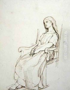 Study of a young girl seated by Daniel Maclise