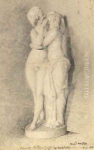 Study of a sculpture of two young lovers by Daniel Maclise