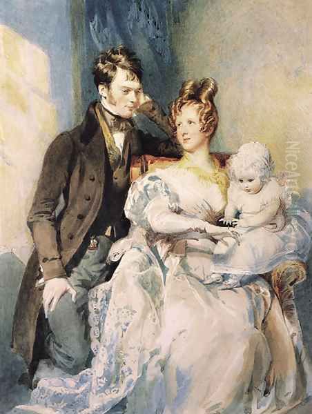 Portrait of Mr and Mrs MacGregor with their child - view 1