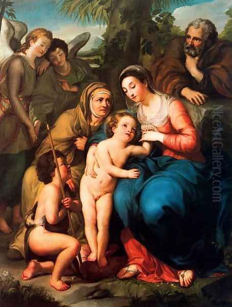 The Holy Family with St. Elizabeth, St. John the Baptist and two angels by Anton Raphael Mengs