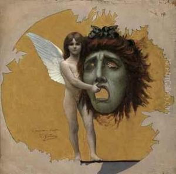 Putto Holding Mask - view 1