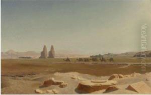 Caravan Passing The Colossi Of Memnon, Thebes by Jean-Leon Gerome