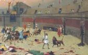 La Rentree Des Felins: The Retreating Lions by Jean-Leon Gerome
