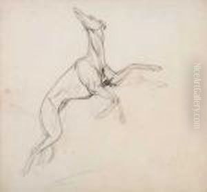 Study Of A Leaping Greyhound by Jean-Leon Gerome