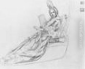 Mme De Maintenon Assise Dans Une Voiture, Un Eventail A La Main - Avant 1896.