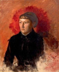 Jeune Femme Sur Fond Rouge