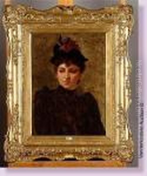 Portrait D'une Elegante Au Chapeau Fleuri - view 1