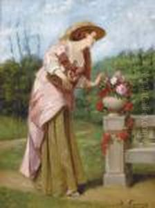 Vrouw Metbloemenkorf by Henri Gervex