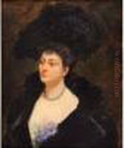 Elegante Au Chapeau A Plumes by Henri Gervex