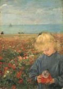 Fillette Dans Un Champ De Coquelicots