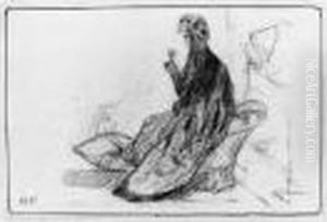 La Visite - Dame Assise Sur Le Bras D'un by Henri Gervex
