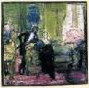 Conversation Mondaine - Couple Dans Un Interieur. by Henri Gervex