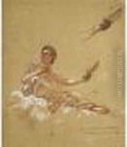 Figure Allegorique Tenant Une 
Plume Et Un Papier Et Etude De Main Tenant Un Papier - Etude Pour Les 
Arts Et L'industrie - Avant 1906. by Henri Gervex