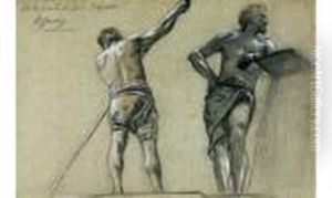 Etude De Deux Hommes Torse Et
Jambes Nus - Etude Pour Les Arts Et L'industrie - Avant 1906. thumbnail