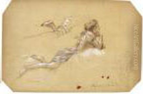 Etude D'une Jeune Femme Allongee
Sur Des Nuages - Etude Pour La France Accueillant L'abondance - Avant
1907. - view 1