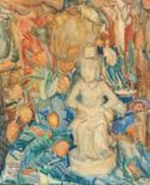 Still Life With Tulips Around An Indonesian Figure - view 1