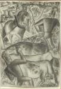 Horses And Cows Working The Land by Leo Gestel
