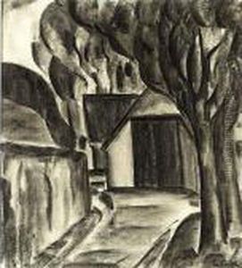 A Farmyard Surrounded By Trees by Leo Gestel