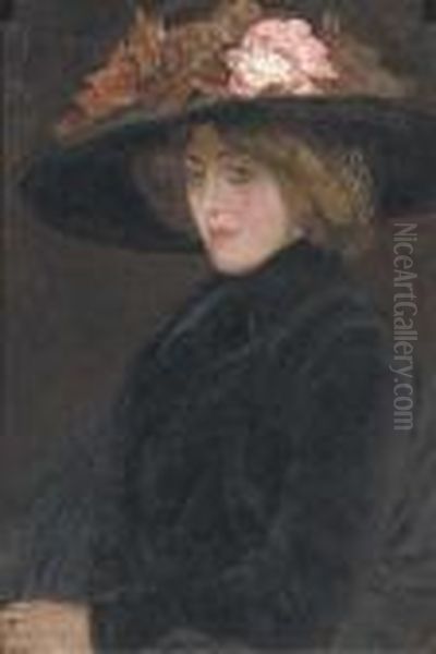 Portrait Of An Elegant Lady With A Hat by Leo Gestel