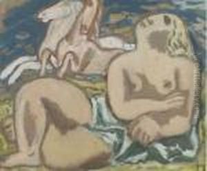 Reclining Nude With White Horses