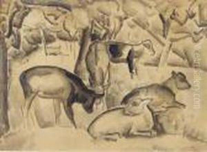 Cows In The Orchard by Leo Gestel
