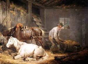 Horses in a stable