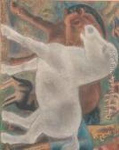 A Farmer With His Horses, Spakenburg by Leo Gestel