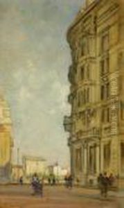 Scorcio Di Citt```` Con Figure by Cesare Gheduzzi