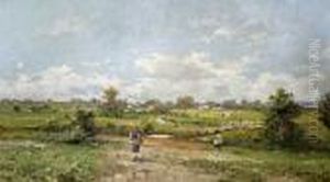 Weite Landschaft Mit Personenstaffage Weite Landschaft Mit Personenstaffage