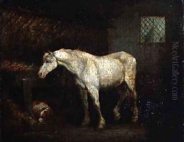 An Old Grey Mare at a Manger - view 1