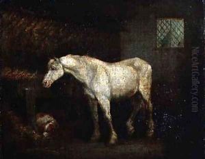 An Old Grey Mare at a Manger