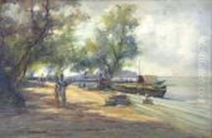 Mother And Child In A Park By A Lake Mother And Child In A Park By A Lake