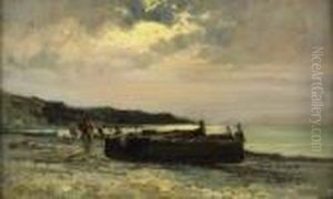 Barche Sulla Spiaggia by Cesare Gheduzzi