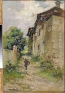 Figura In Un Paesaggio Montano by Cesare Gheduzzi