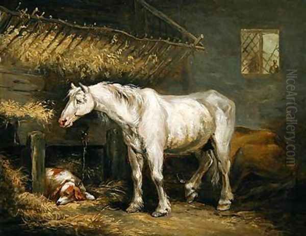 Old horses with a dog in a stable 1791 - view 1
