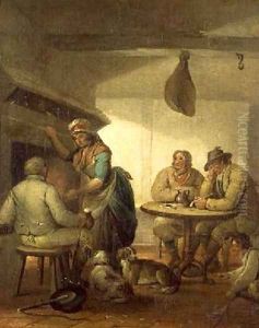 Country Folk By An Inn Fire 1796