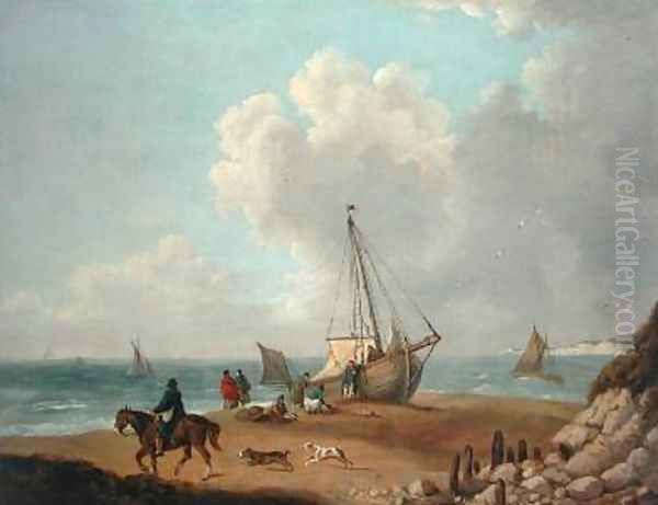 Fisherfolk Unloading their Catch in Freshwater Bay Isle of Wight - view 1