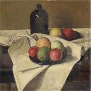 Natura Morta Con Frutta E Bottiglia by Oscar Ghiglia
