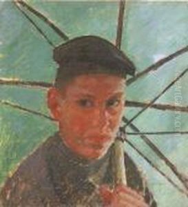 Ritratto Di Paulo Con L'ombrello Verde by Oscar Ghiglia