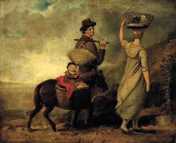 A young family travelling in the countryside - view 1