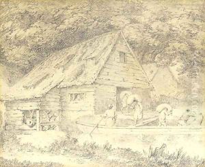 Loading the boat with sacks from the mill by George Morland