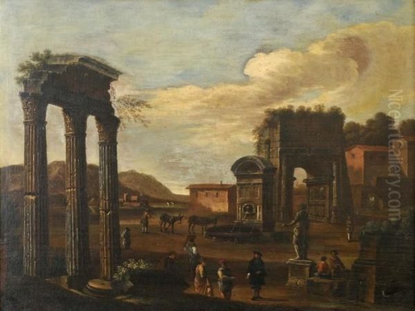Figures Amidst Classical Ruins - view 1