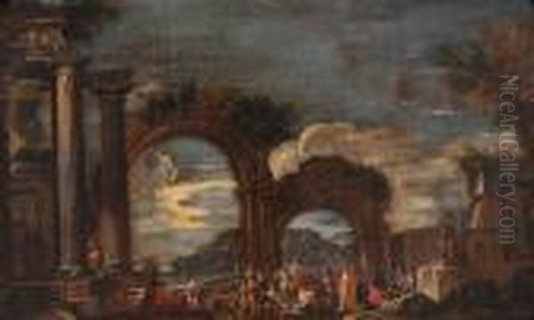 Paesaggio Con Scena Di Predicazione Fra Architetture Romane - view 1