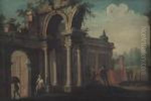 Paesaggio Con Rovine E Figure by Giovanni Ghisolfi